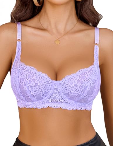 Avidlove Women's Lace Underwire Bra Sexy Mesh Balconette Unlined Everyday Bra Lingerie