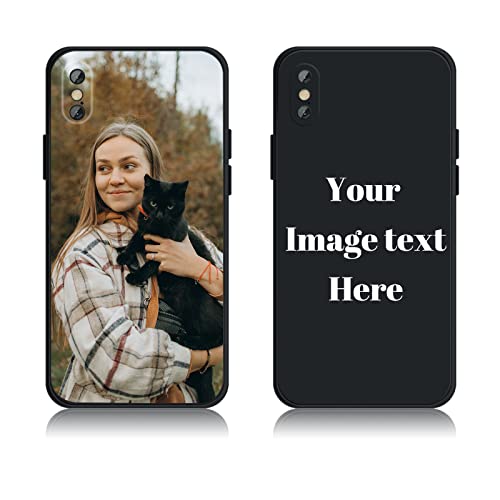 AnNengJing Custom Soft Liquid Silicone Cases Full-Body Protective Personalized Photo Name Text Logo Phone Cover for iPhone X/XS Black