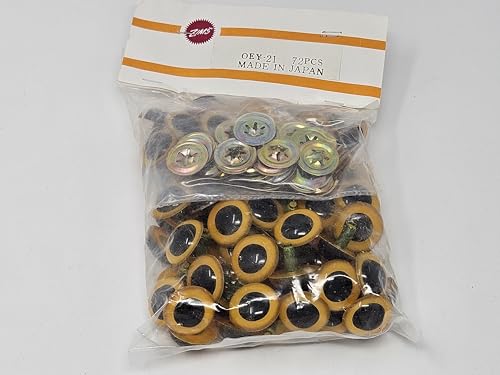 Generic 21mm Yellow Owl Eyes Plastic Safety Eyes for Craft Crochet Amigurumi Dolls or Puppets (Bulk Pack of 72), OEY-21-Bulk