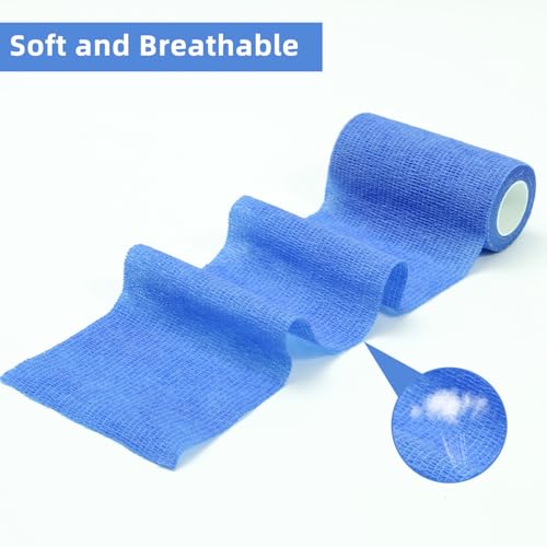 12 Rollen Selbstklebender Verband 10cm x 4,5m Haftbandage Selbstklebend Elastischer Binden Verband für Stretch Sportler, Handgelenk, Knöchel, Pet
