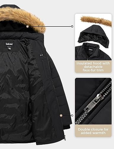 Soularge Women's Plus Size Winter Thicken Puffer Coat with Detachable Hood3