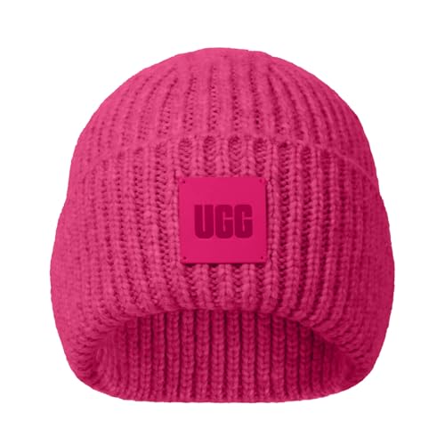 Buy UGG Womens Chunky Rib Beanie with UGG Logo, Camel, One Size at