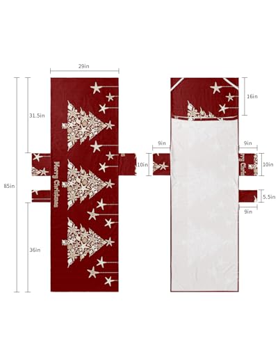 Red Christmas Tree Beach Lounge Chair Towel Cover, Soft Chaise Lounge Towel with Side Pockets Patio Pool Chairs Cover for Beach/Pool Sunbathing 29x85 Xmas Coastal Starfish Shell