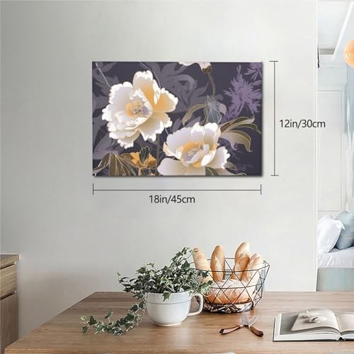 Toile murale abstraite pivoine elegante tableau decoration interieure
