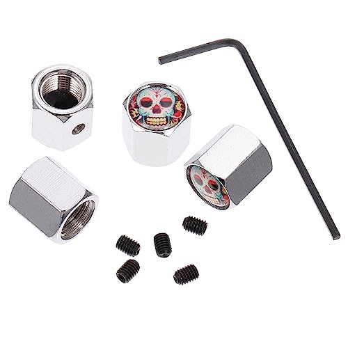 HAPINARY 1 Set Tire Valve Caps Black Air Caps Anti-Theft Chrome Wheel Valve Cover