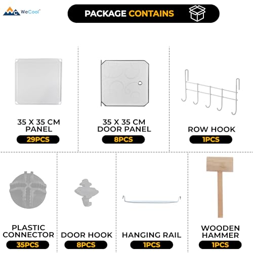Image of CoolLeaf Soft Plastic Wardrobe for Clothes, Kids Almirah, 8 Doors Collapsible Wardrobe for Toys /Books, Baby Cupboard for Storage in Bedroom Nursery, White Tower (CW-WT8)