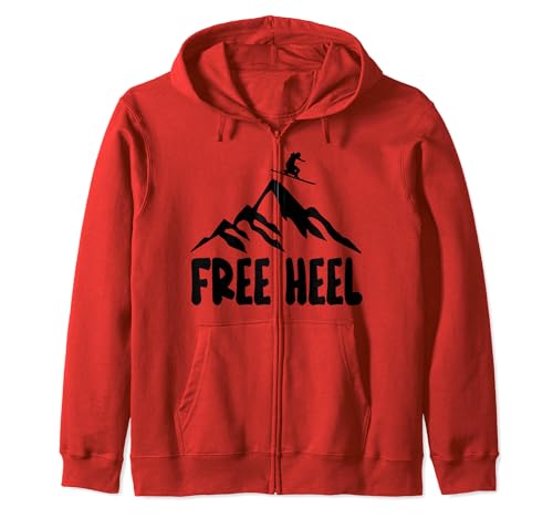 Telemark Skiing Free Heel Telemark Ski Mountains Skier Zip Hoodie
