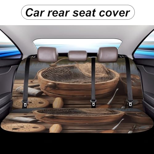 Funda de asiento de coche resistente a arañazos con diseño de pesca rústica 5