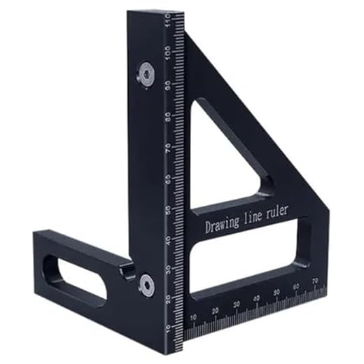 Ya Song Escuadra de carpintero - Transportador de ángulos de aluminio, regla triangular de inglete, regla de medición multiángulo 3D de 45/90 grados