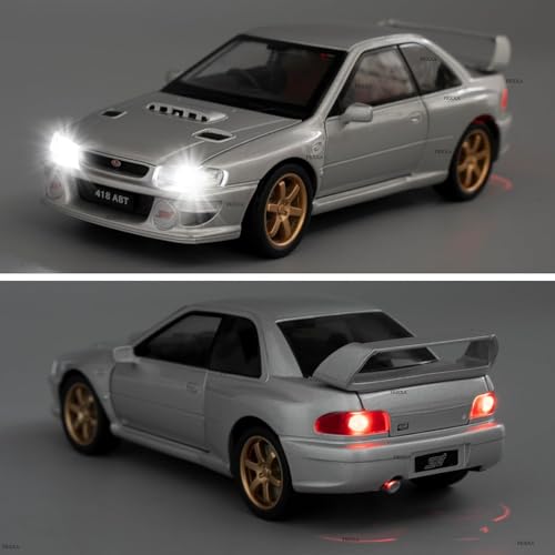 Image of FEXXA 1 /32 Compatible for Subaru Impreza WRX STI Model Car, Pull Back Diecast Collectible Car Toy with Sounds & Lights for Kids Boys Girls and Adults, Gift (Silver)