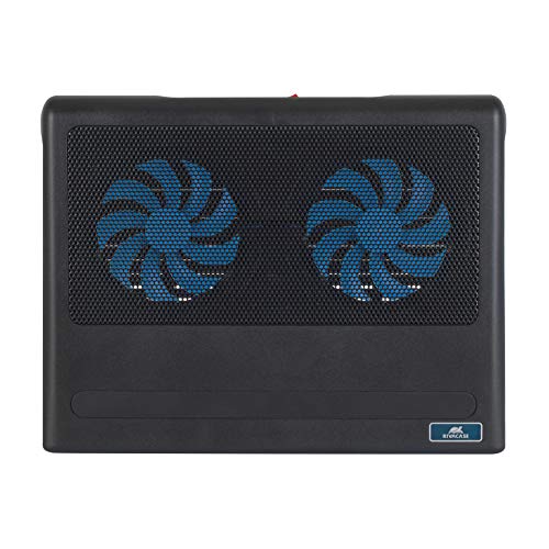 RIVACASE Kühlsystem für Notebooks, Laptopkühler belüfteter Laptop Ständer, Kühlpad, Cooling pad, Kühlmatte für Laptops bis 17,3 Zoll - schneller Kühlvorgang 1100 U/min, USB (17,3 Zoll) - 5557 Schwarz