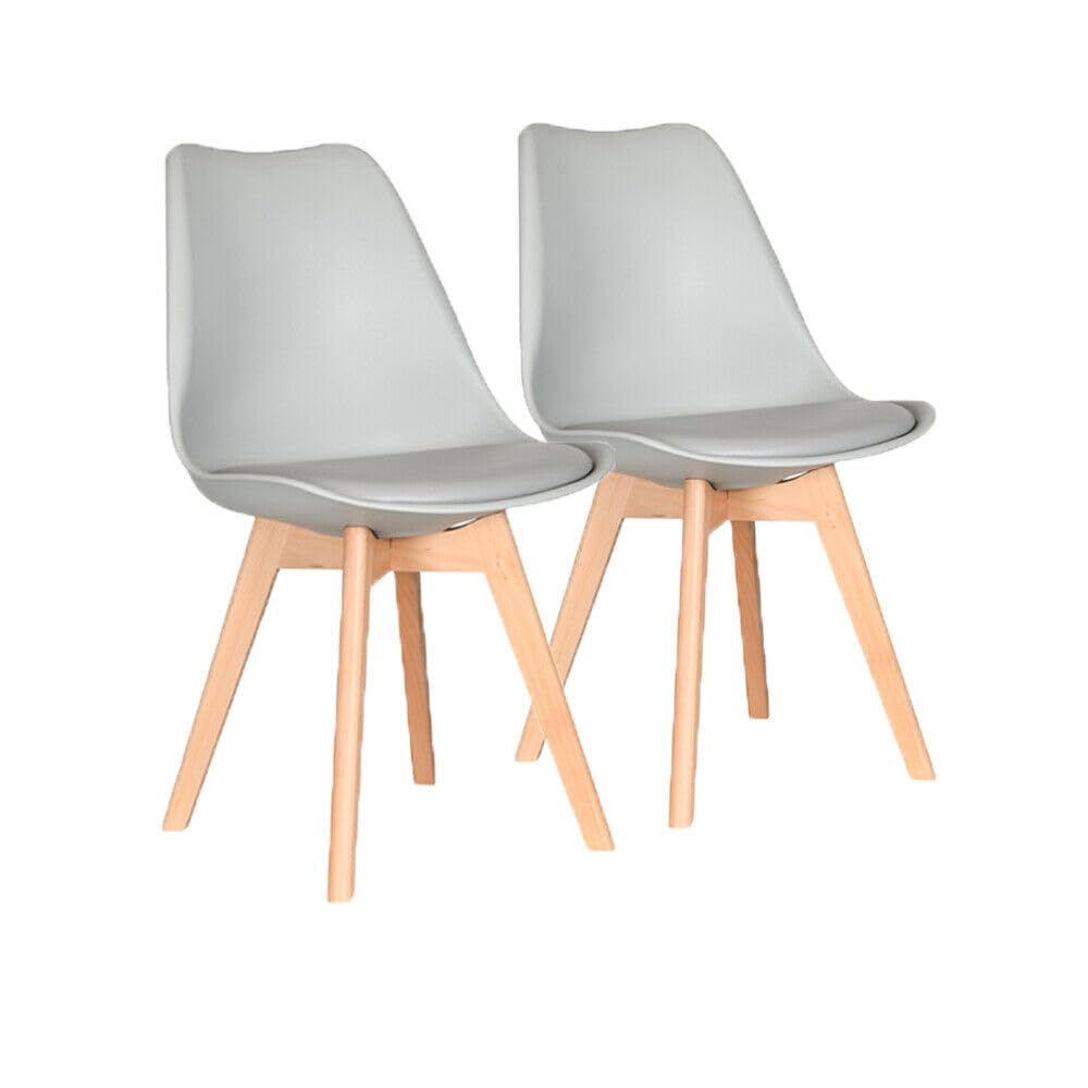 AVC Designs Set of 2 Dining Chairs Designer Wooden Home Office Commercial (Light Grey)