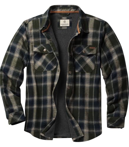 Image of Legendary Whitetails Mens Thermal Lined Shirt Jacket Plaid Flannel Polyfill Insulated Shacket
