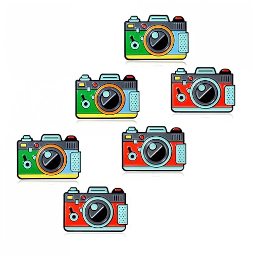 12 PCS Alloy Enamel Pins for Jackets Camera Brooches