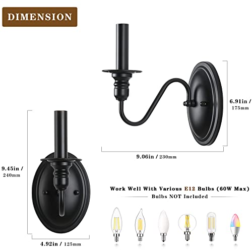 Jdfeifff Black Wall Sconces Set Of 2 thumb #5