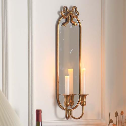 Apliques de hierro decorativos para pared con candelabro y espejo 3