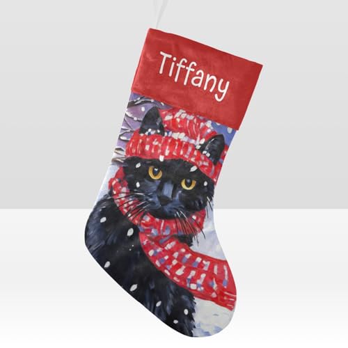 XOZOTY Black Cat Personalized Christmas Stockings Name for