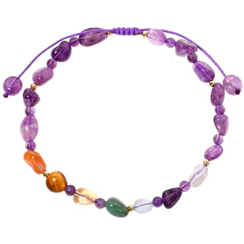 Image of 7 Chakra Crystals and Stones Anklet Irregular Tumbled Gems Beaded Ankle Bracelets for Women Spiritual Energy Meditation Yoga Healing Jewelry Mom's Gifts