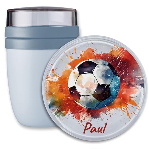 Lunchpot Kinder Müslibecher to go Joghurtbecher für Mepal Ellipse - Einschulung Geschenk Fussball mit Name Geschenk Schulkind Fußball Geschenke Kitastart Fußballfan Geschenke Fussballer I