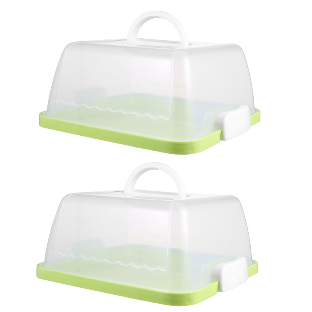 OUNONA 2pcs Portable Cake Carrier with Handle Storage Box for Desserts and Cupcakes for Parties Weddings and Events and Secure Design