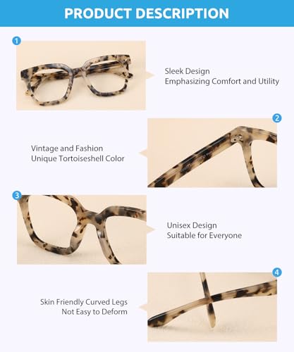 Image of Firmoo Oversized Blue Light Glasses for Women Men Large Frame Anti Eyestrain & UV Protection Computer Gaming Blue Blocker Eyeglasses(Black)