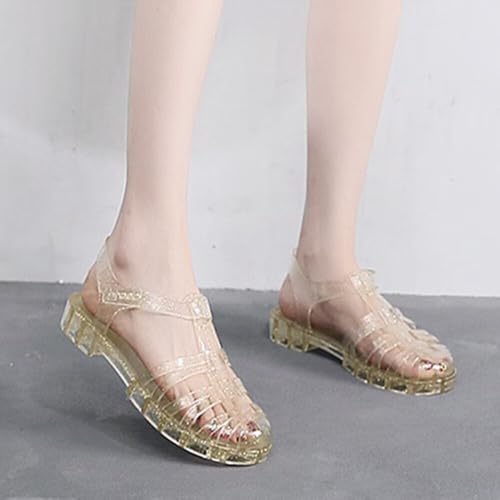 Image of Hee grand Crystal Jelly Heel Sandals for Women Summer Beach Jelly Shoes