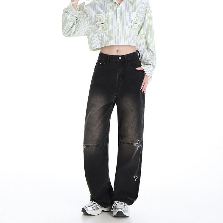 Y2K Baggy Jeans Goth Pants Punk Alt Stars Patchwork Denim Cargo Pants Acubi Emo Clothing Downtown Girls Streetwear2