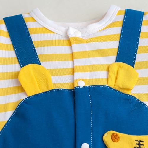 Image of Hopscotch Baby Boys Animal Print Short Sleeves Blue Rompers