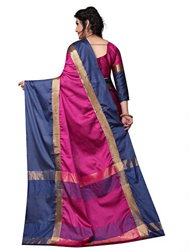 Image of PerfectBlue Women's with Blouse Piece Saree (VisvaVariation Lightgreenbrown Free Size)