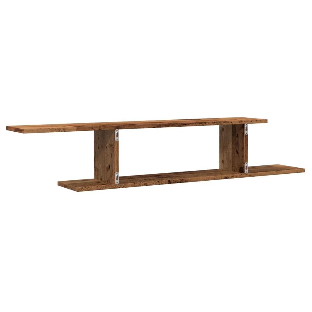 TV Wandregal Altholz-Optik 125x18x23 cm Schweberegal aus Holzwerkstoff Hängendes TV Board für Wohnzimmer Schlafzimmer Platzsparendes Wandboard für Receiver Konsolen DVDs