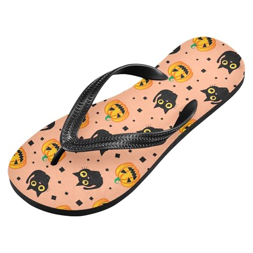 Burbuja Black Cats Pumpkins Flip Flops for Women Men, Soft Thong Sandals Rubber Slippers for Pool Beach Essentials2