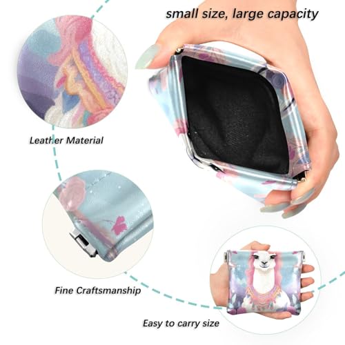 Cute Llama Cartoon Coin Purse Leather Pouch Change Purse, Squeeze Coin Pouch for Cards, Keys & Lipsticks, Unisex2