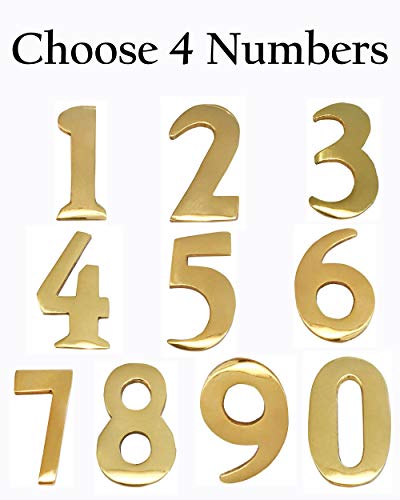 Addresses Of Distinction 4 Customized 2-Inch Brass Mailbox Numbers – Pick Your Numbers - Self Adhesive – Williamsburg Font – Won’t Tarnish – Numbering For Address Plaque (4, 2-Inch Numbers) #TOP1