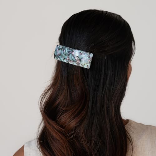 France Luxe Large Rectangle Barrette pasador rectangular pelo grueso South Sea 2
