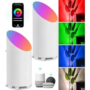 SUNVIE Smart Floor Can Light 5W RGBW Color Changing Up Lights Indoor with Timer 2700K-6500K Floor Spotlight Dimmable Uplighting Indoor Uplights for Plant Corner, APP Control Alexa & Google Home, 2PCS