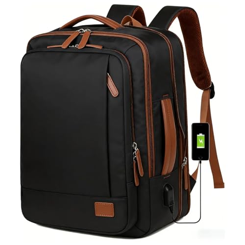 Mochila Viagem Avião Expansível Impermeável Resistente Grande Capacidade (Preto)