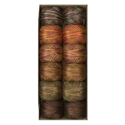 Image of Valdani Pearl Cotton Sz 12 | Two in Bark | 12 Balls | 109 Yds /Ball | 12-Ball Collection, Hand-Dyed Egyptian Cotton, Colorfast, Size 12 (100m /109 yds, 10g ball), Non-Divisible