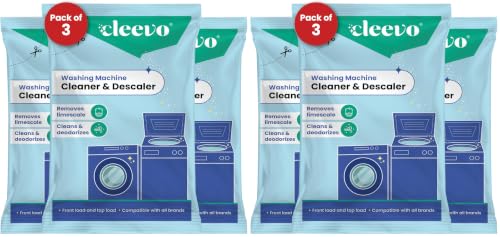 Image of Cleevo Washing Machine Cleaner & Descaler Powder - Pack of 6 | Removes Limescale, Odour & Residue | Non-Toxic, Phosphate-Free | Front & Top Load Safe