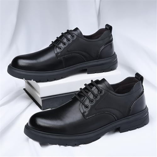Men's Genuine Leather Lace Up Oxford Shoes with Comfortable Block Heel Round Toe Non-Slip Lug Sole Vegan Leather Business Formal Weddings Office Events3