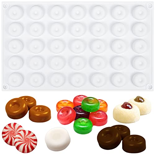 Moldes redondos de silicona con forma de dona para bombones, chocolate, caramelo, gelatina, cubitos de hielo, decoración de pasteles, 35 cavidades