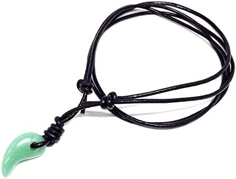 Amazon | [SION] 天然石 パワーストーン 勾玉 革紐ネックレス 調整式 