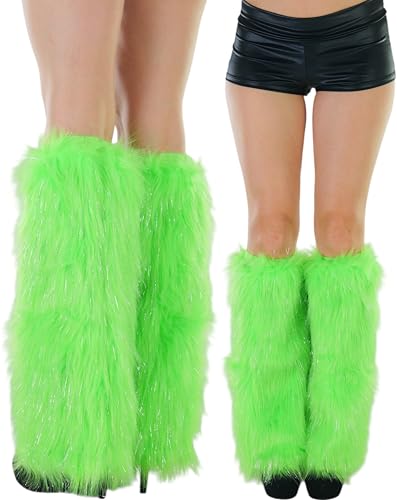Image of ToBeInStyle Women's Faux Vibrant Fur Retro Daring 60' Inspired Ravewear Knee High Leg Warmers