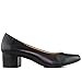 Womens Casual Comfortable Genuine Leather Closed Toe Mid Height Block Heel Work Pump Classic Fashion Dress Wedding Slip On Ladies Shoes Black Napa 5.5