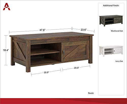 Ameriwood Home Farmington Coffee Table, Rustic - Thumbnail 4