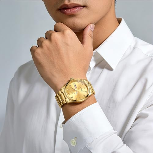 Image of OLEVS Automatic Watches for Men Self Winding Mechanical Classic Diamond Business Luxury Dress Stainless Steel Waterproof Calendar Mens Watch
