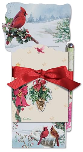 Image of Lissom Design Notepad Gift Bundle - 3-Piece (List Pad with Self Stick Notepad & Pen) Gift Set, Winter Harmony