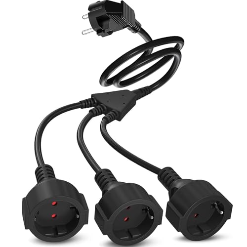 Foanlerck Dreifachsteckdose Y-Verteiler Schwarz