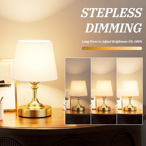Image of Kakanuo Mini Cordless Table Lamp Gold - 1 Pack 4000mAH Battery Operated Lamp for Decor, 3000K Stepless Dimming Touch Control Rechargeable Lamp for Bedroom, Dining Table, Counter, Living Room