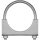 TOTALFLOW Natural Finish 5' TF-U500 304 Stainless Steel Saddle U-Bolt Exhaust Muffler Clamp-5 Inch