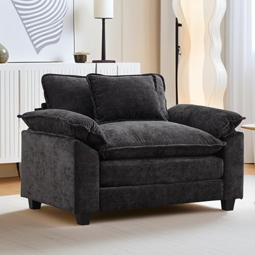 Sillón Plegable Chenille Negro miniatura 2